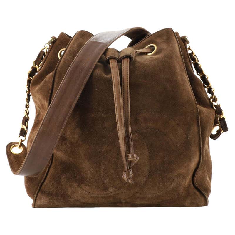 Chanel Vintage Timeless Drawstring Bucket Bag Suede Medium at 1stDibs