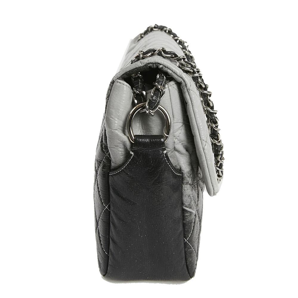 Women's CHANEL Vintage Timeless Flap Bag in Black and Grey Quilted Leather