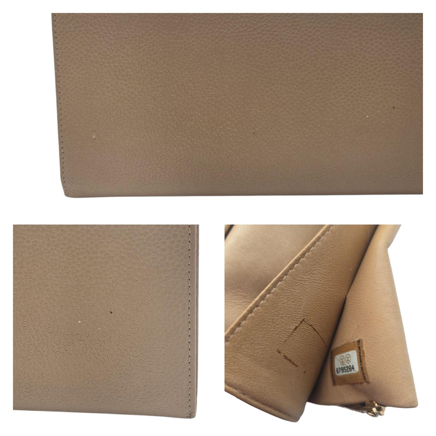 Chanel Vintage Zeitlos Französisch Geldbeutel Lange Brieftasche Beige im Angebot 6