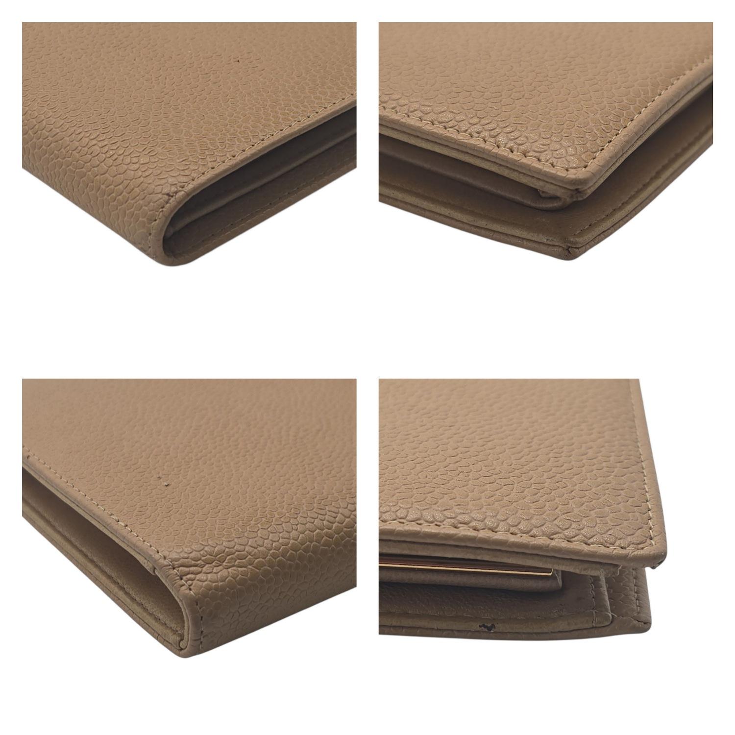 Chanel Vintage Zeitlos Französisch Geldbeutel Lange Brieftasche Beige im Angebot 7