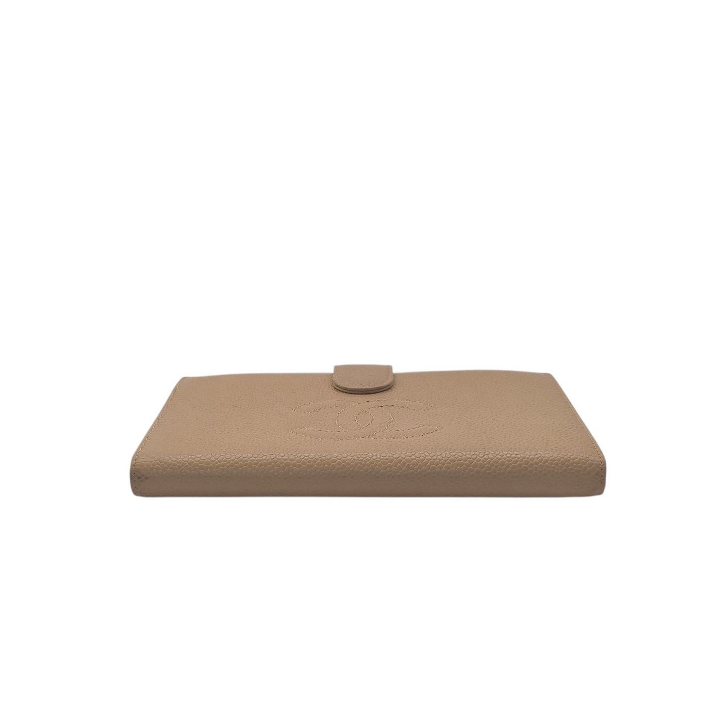 Chanel Vintage Zeitlos Französisch Geldbeutel Lange Brieftasche Beige Damen im Angebot