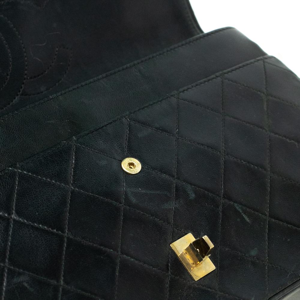 Chanel, Vintage Timeless in black leather For Sale 5