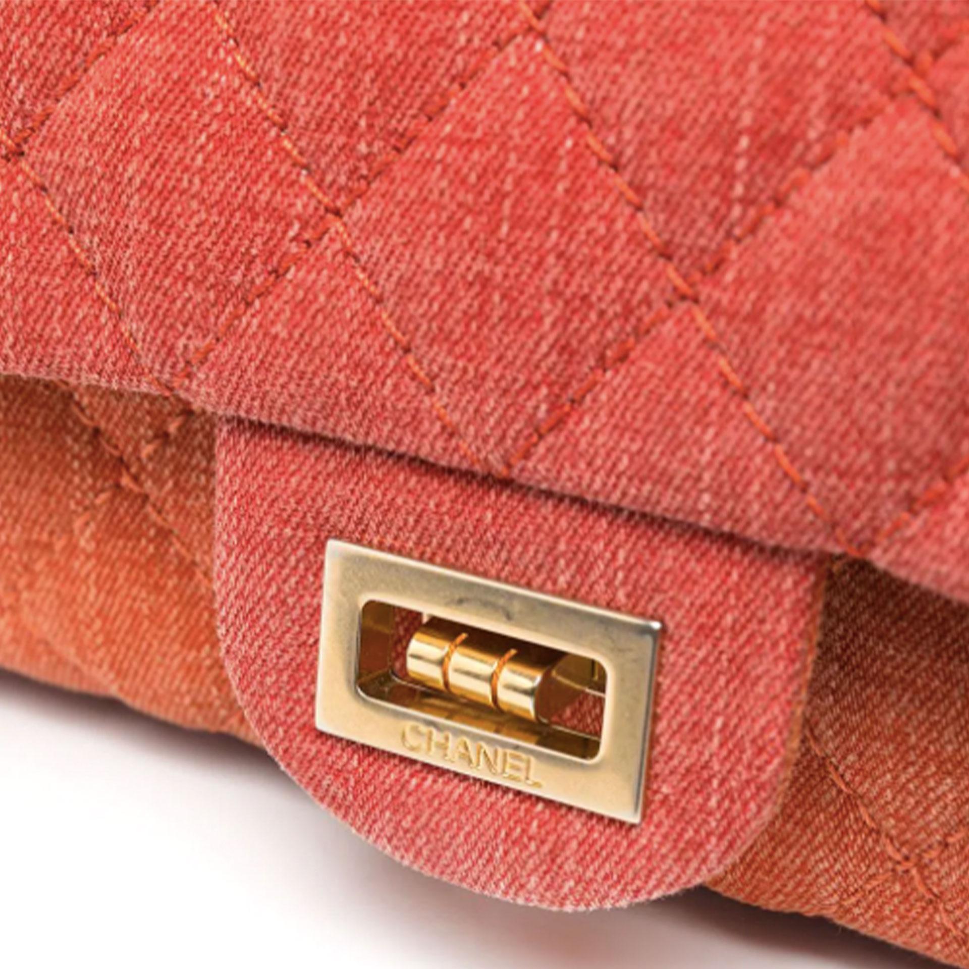 Chanel Vintage Timeless Orange Pink Quilted-Canvas Shoulder Bag In Good Condition For Sale In Miami, FL