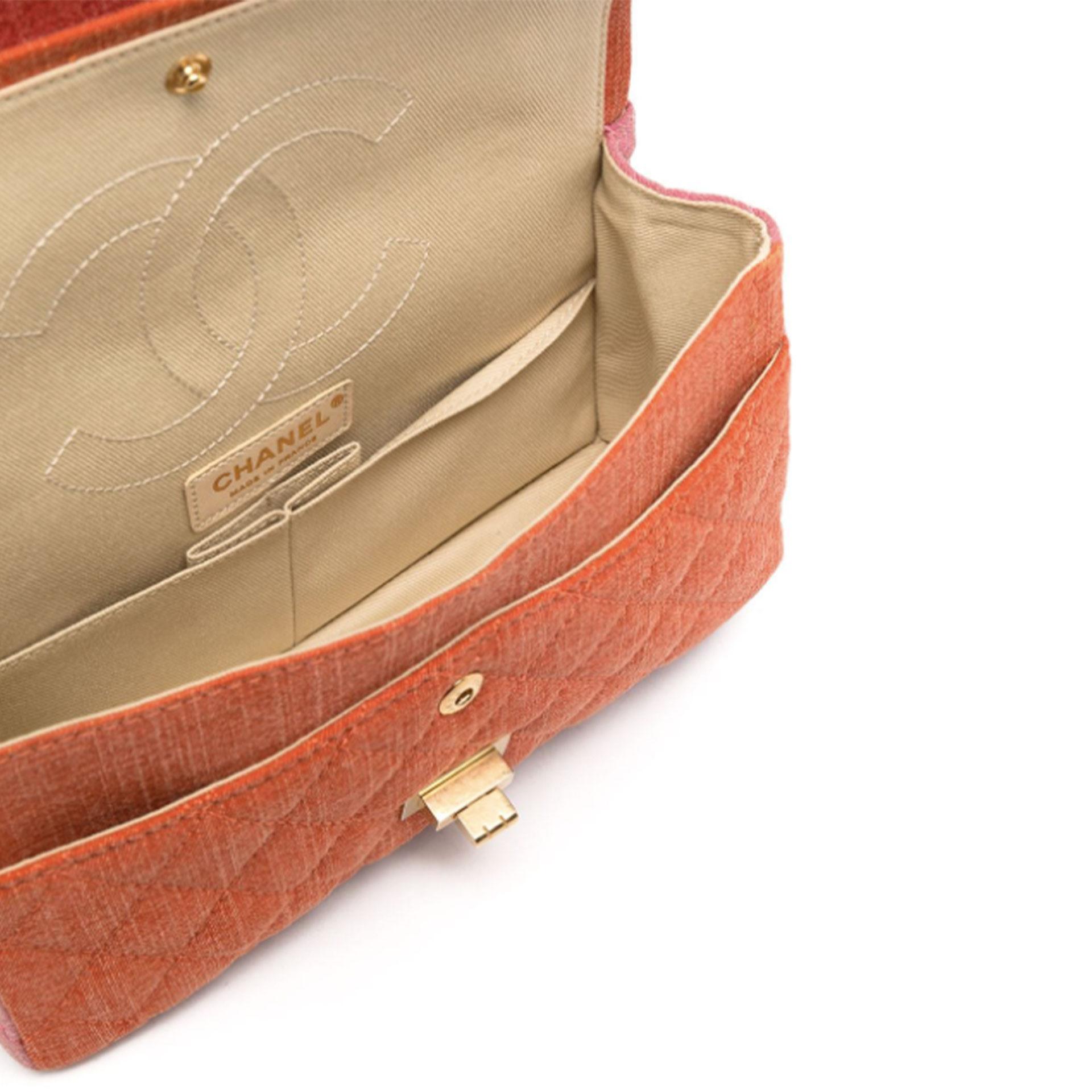 Women's or Men's Chanel Vintage Timeless Orange Pink Quilted-Canvas Shoulder Bag For Sale