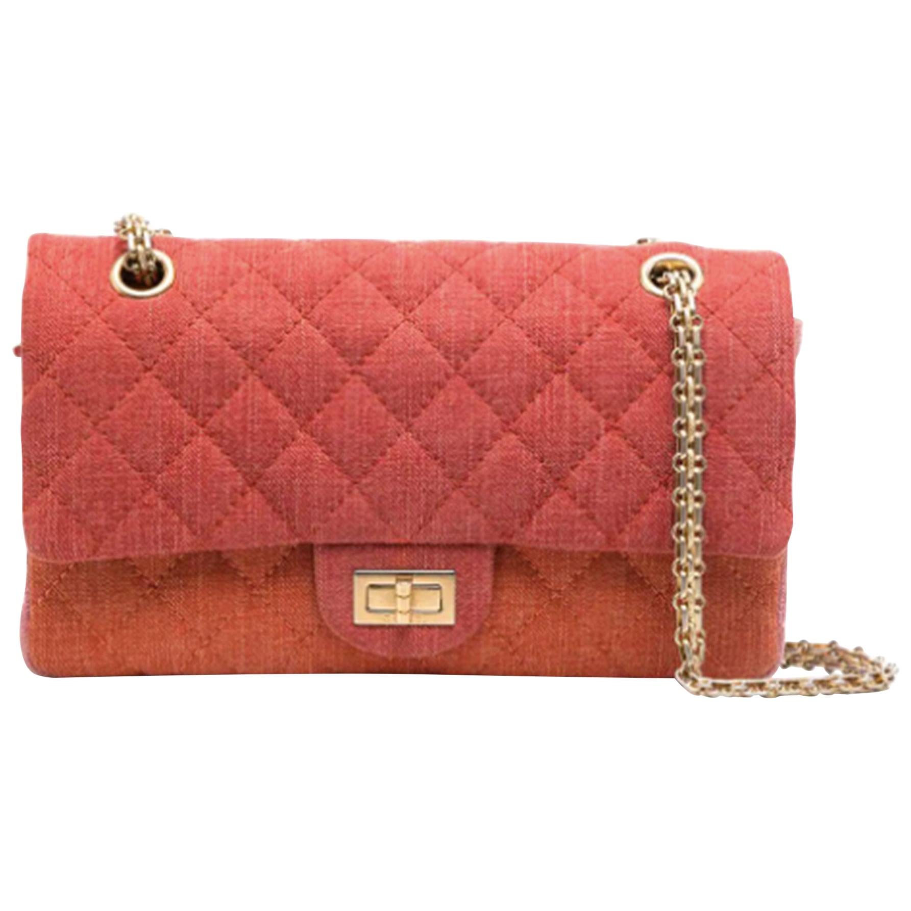 Chanel Vintage Timeless Orange Pink Quilted-Canvas Shoulder Bag en vente
