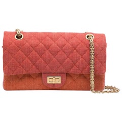 Chanel Vintage Timeless Orange Pink Quilted-Canvas Shoulder Bag