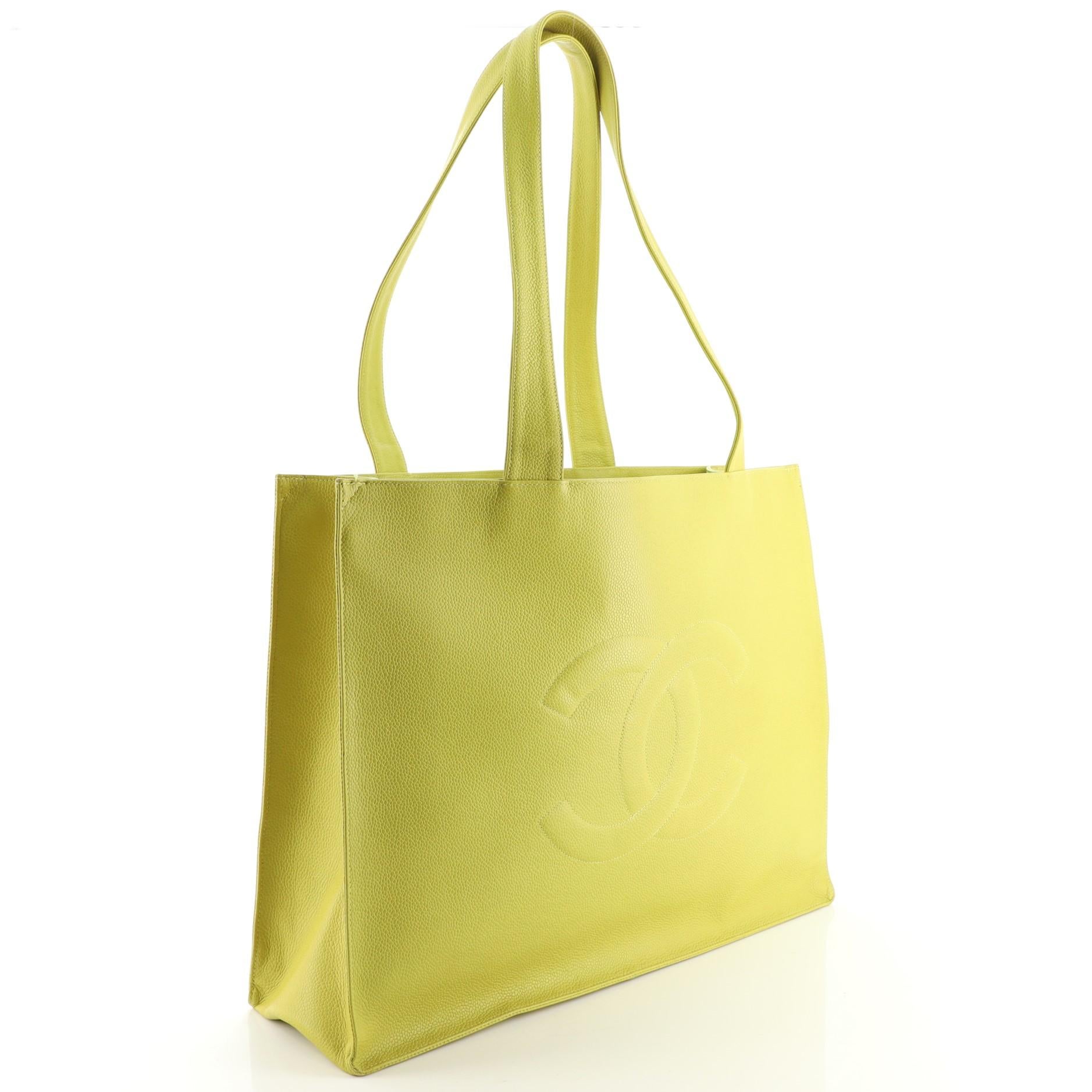 Yellow Chanel Vintage Timeless Shopping Tote Caviar