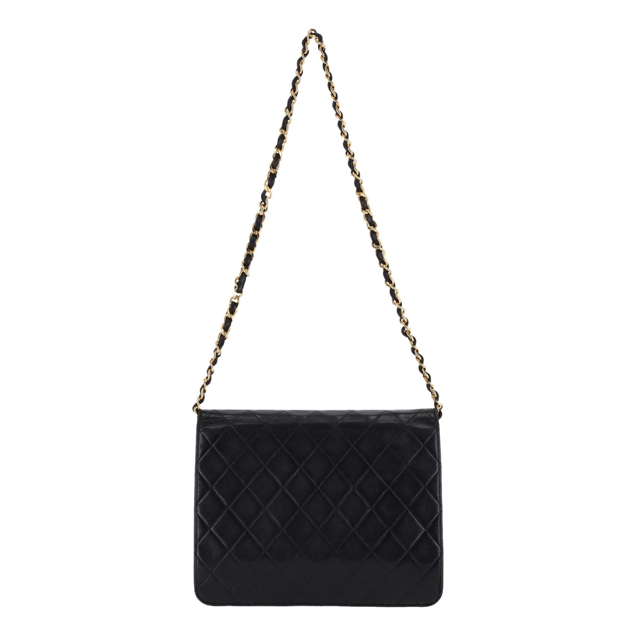 Chanel Vintage Timeless Single Flap Small Lambskin Leather Bag In Excellent Condition For Sale In London, GB