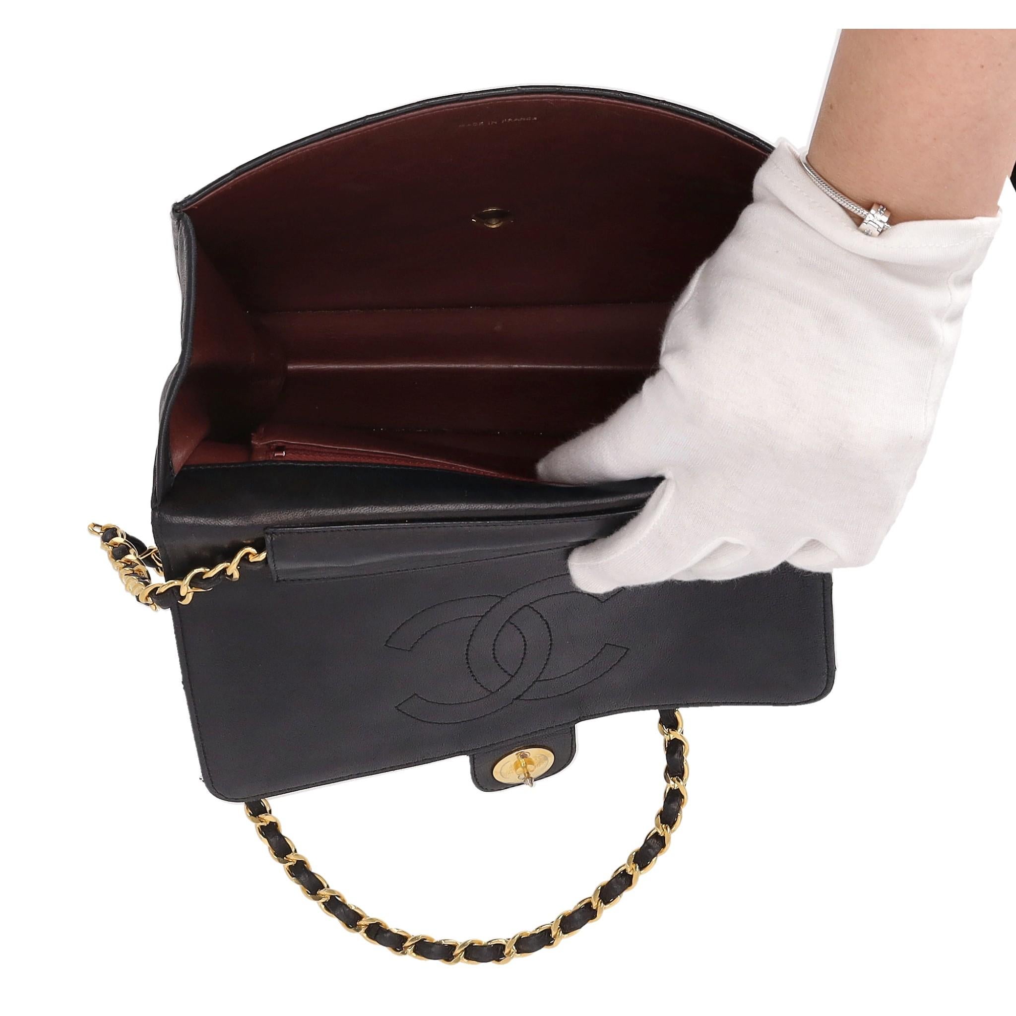 Chanel Vintage Timeless Single Flap Small Lambskin Leather Bag For Sale 1