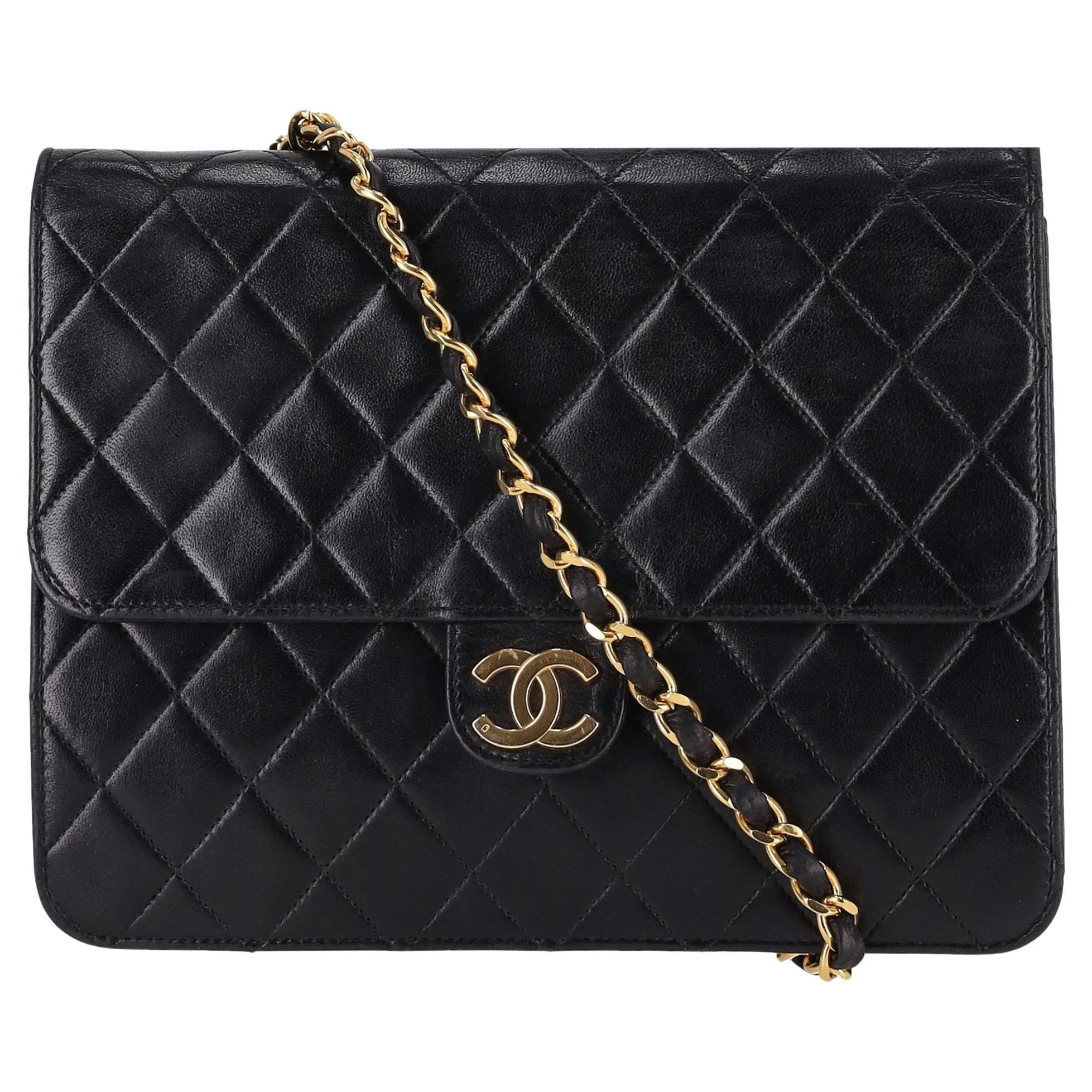 Chanel Vintage Timeless Single Flap Small Lambskin Leather Bag For Sale