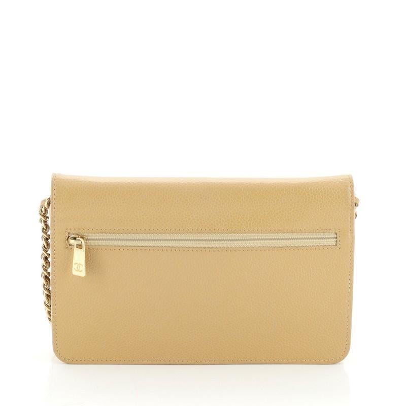 Beige Chanel Vintage Timeless Wallet on Chain Caviar