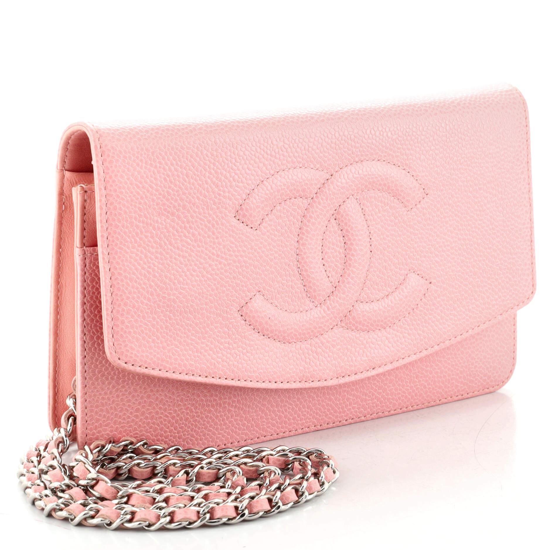 Pink Chanel Vintage Timeless Wallet on Chain Caviar