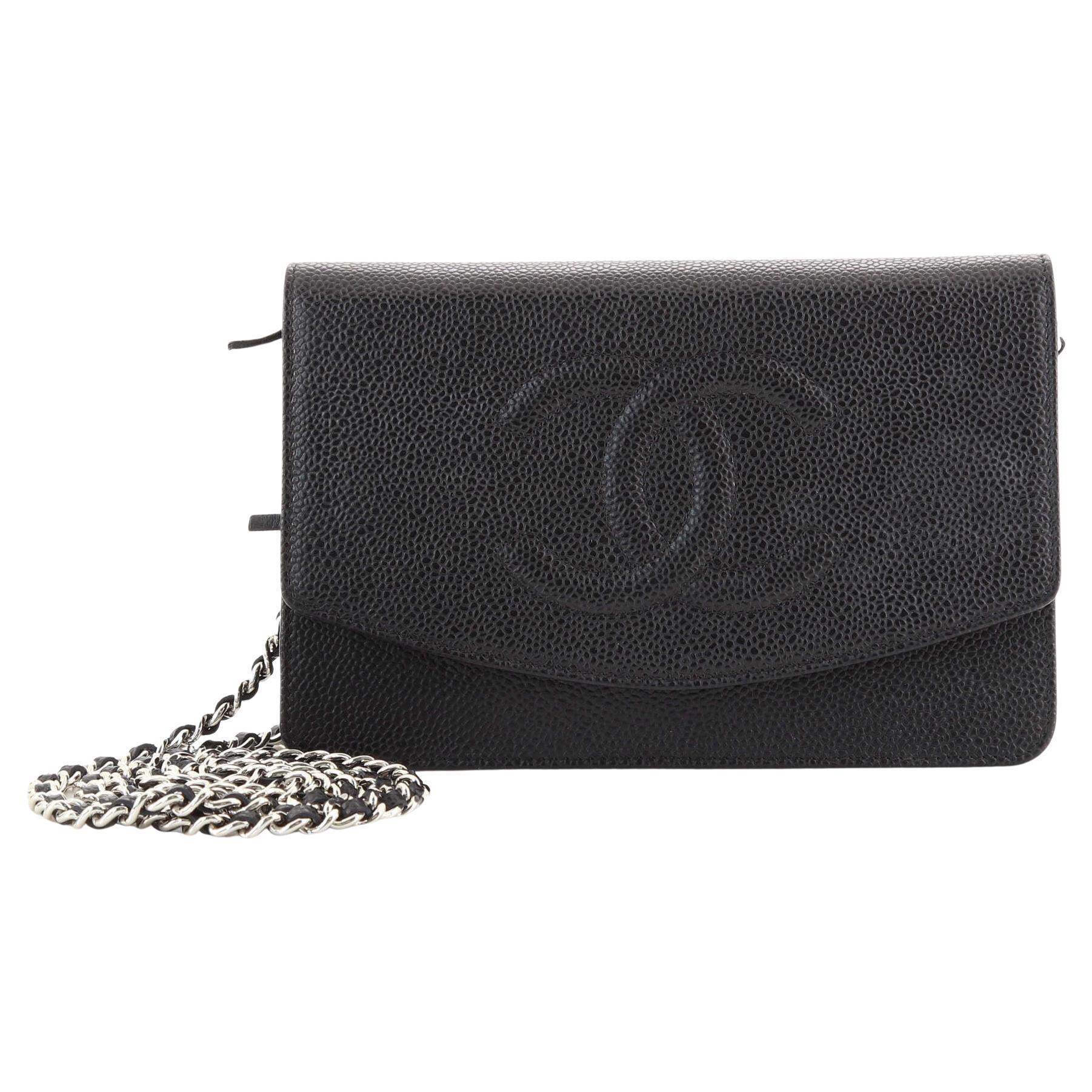 Chanel Mademoiselle Vintage Wallet on Chain Quilted Caviar Black