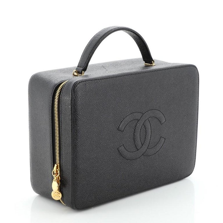 Chanel Vintage Timeless Zip Around Vanity Case Caviar Medium at 1stDibs