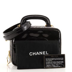 Chanel Vintage Timeless Zip Around Vanity Case Lackleder Mini