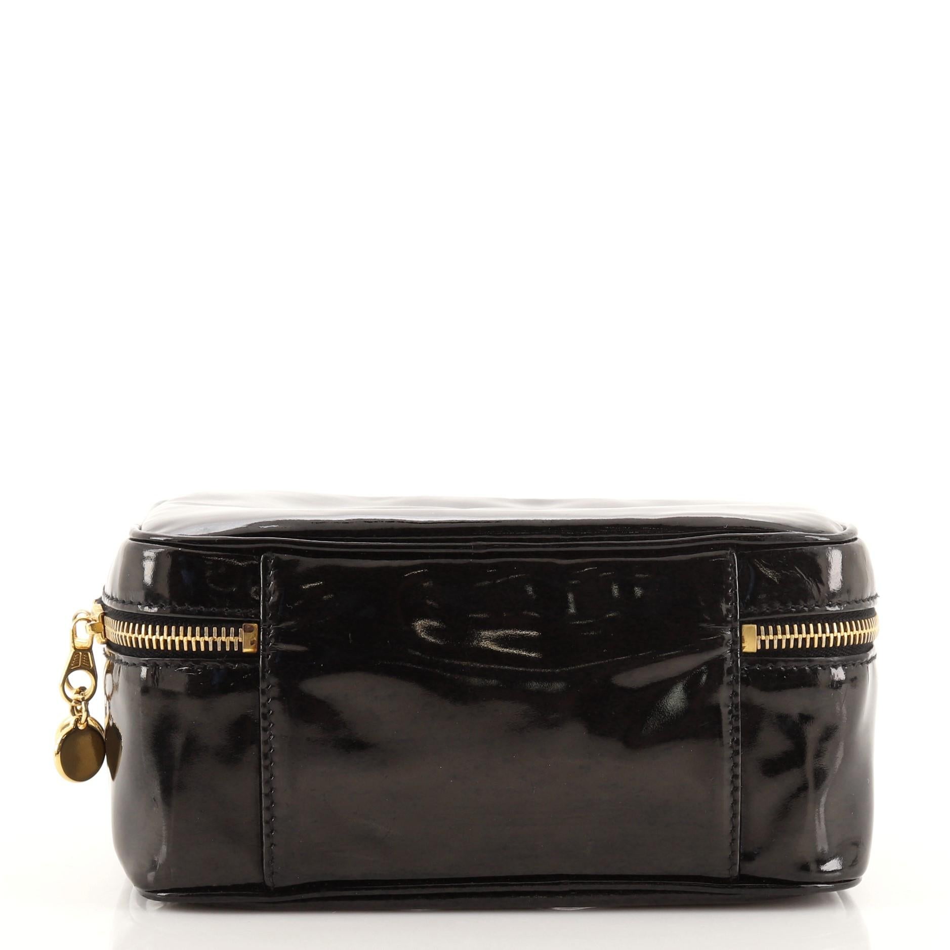 Chanel Vintage Timeless Zip Around Vanity Case Patent Mini In Fair Condition In NY, NY