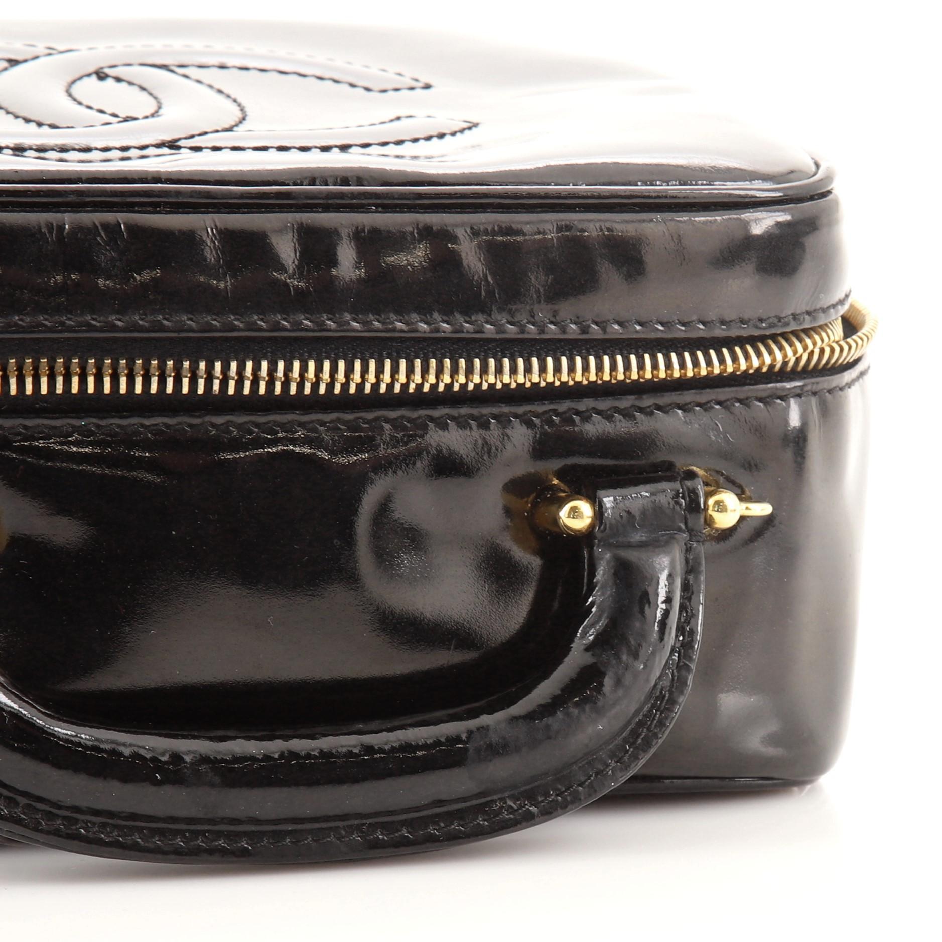 Chanel Vintage Timeless Zip Around Vanity Case Patent Mini 1