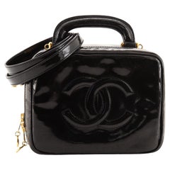 Chanel Vintage Chanel Vanity Black Patent Leather Large Cosmetic Hand