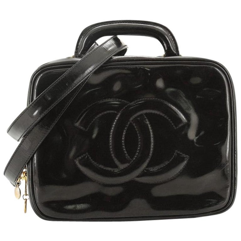 Chanel Vintage Timeless Zip Around Vanity Case Patent Small at 1stDibs