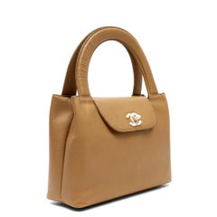Chanel Vintage Top Handle Bag Beige Caviar Leather