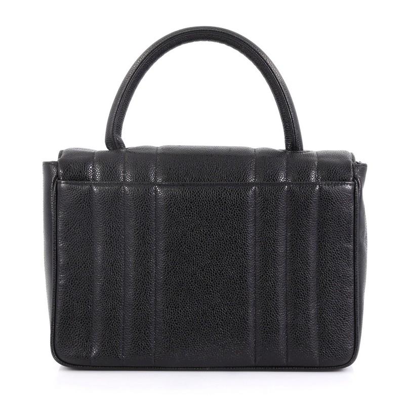 Black Chanel Vintage Top Handle Bag Vertical Quilt Caviar Medium