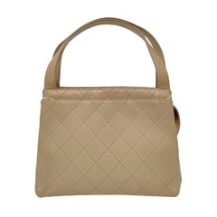 Chanel Vintage Top Handle Beige Lambskin Leather Handbag