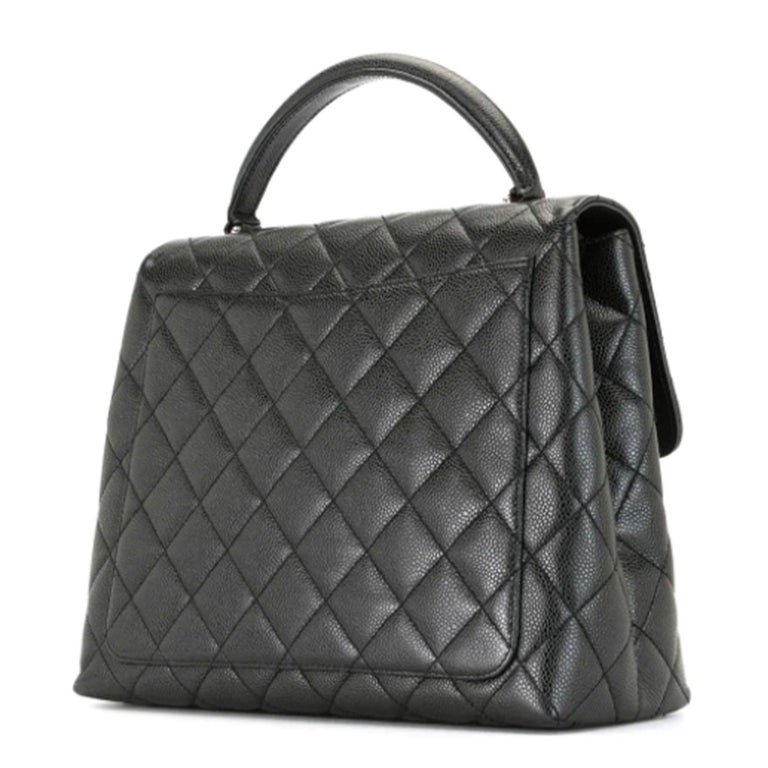 Chanel Vintage 2001 Caviar Diamond Quilted Satchel Classic Top Handle Flap  Bag For Sale at 1stDibs