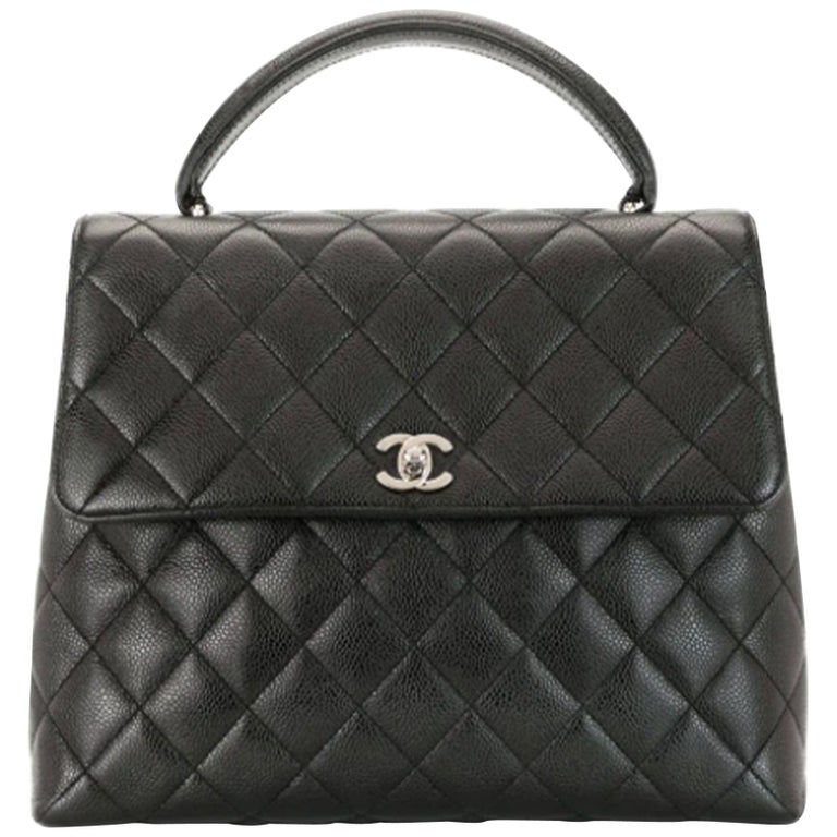 Chanel Vintage 2001 Caviar Diamond Quilted Satchel Classic Top Handle Flap  Bag For Sale at 1stDibs
