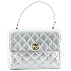 Chanel Vintage Top Handle Flap Bag Quilted Lambskin Small