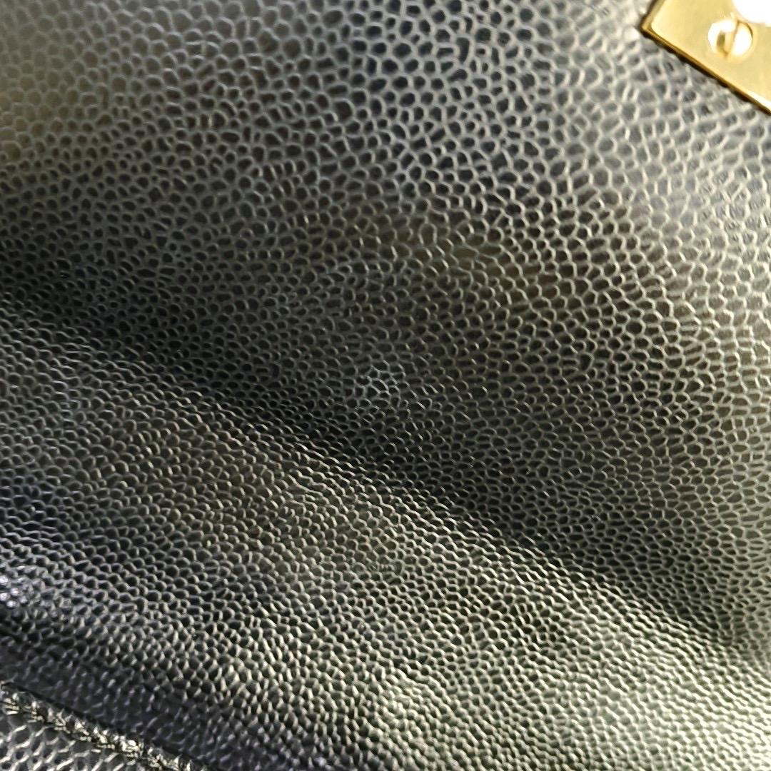 Chanel Vintage Top Handle Kelly Black Caviar Leather 24k Gold Plated Hardware For Sale 3