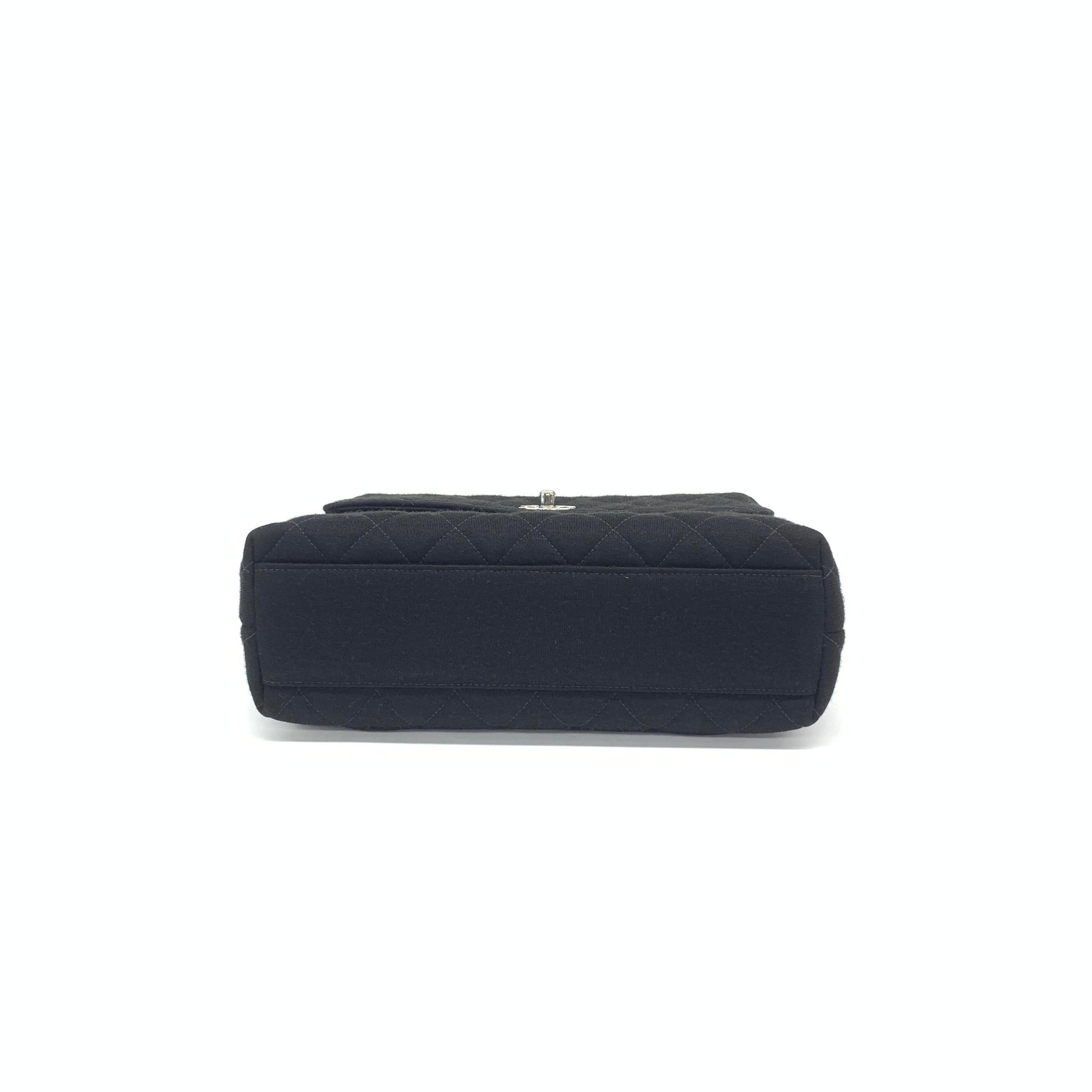 De las mujeres Chanel Vintage Top Handle Kelly Coco Handle Black Flap Bag Fabric Silver Hardwar en venta