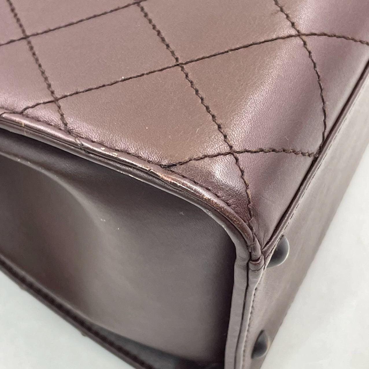 Chanel Vintage Top Handle Kelly Flap Bag Brown Cannage Lambskin Leather, 1997-99 For Sale 11