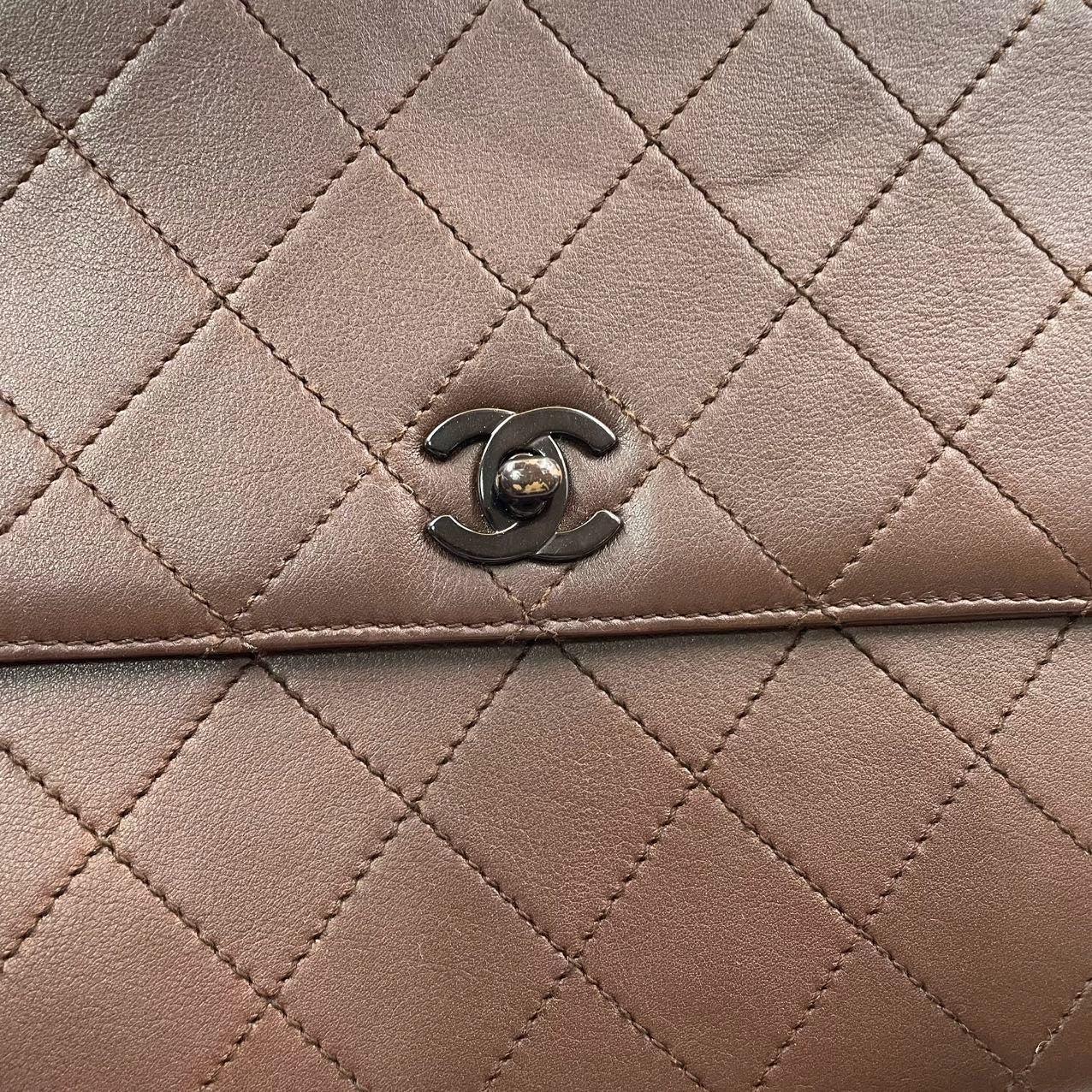 Chanel Vintage Top Handle Kelly Flap Bag Brown Cannage Lambskin Leather, 1997-99 For Sale 12
