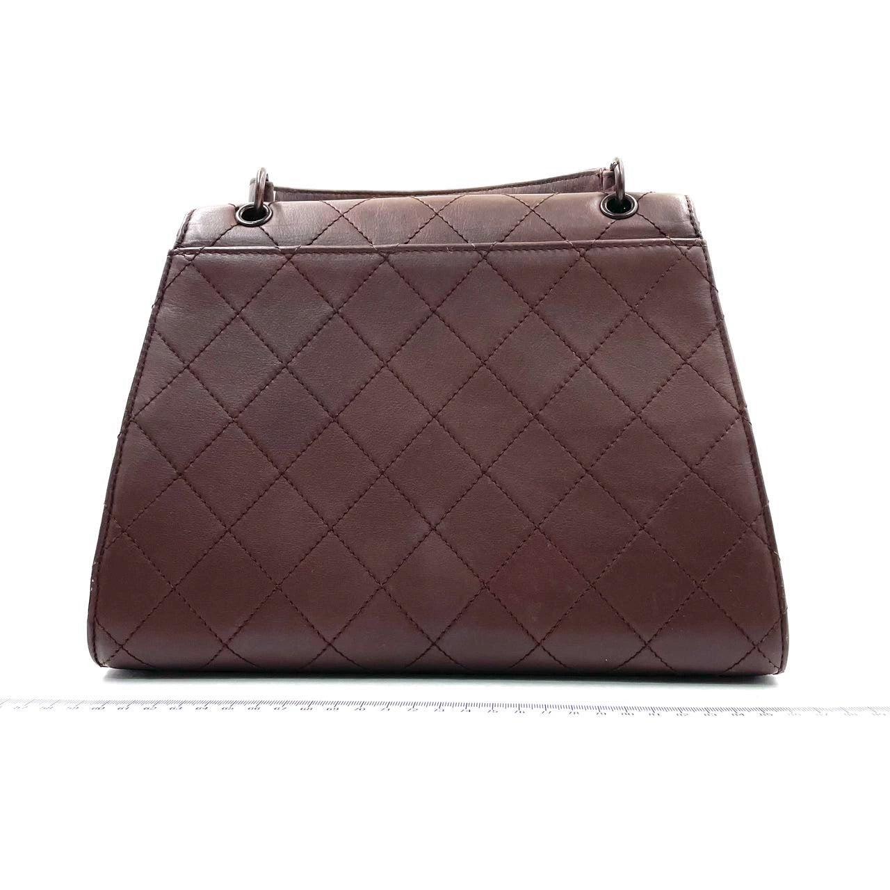 Women's Chanel Vintage Top Handle Kelly Flap Bag Brown Cannage Lambskin Leather, 1997-99 For Sale