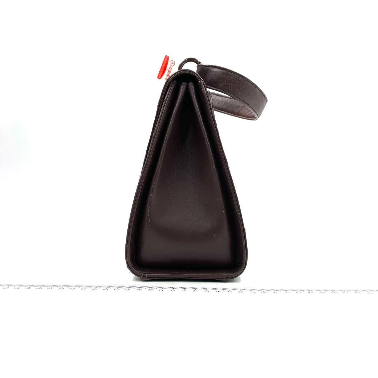 Chanel Vintage Top Handle Kelly Flap Bag Brown Cannage Lambskin Leather, 1997-99 For Sale 2