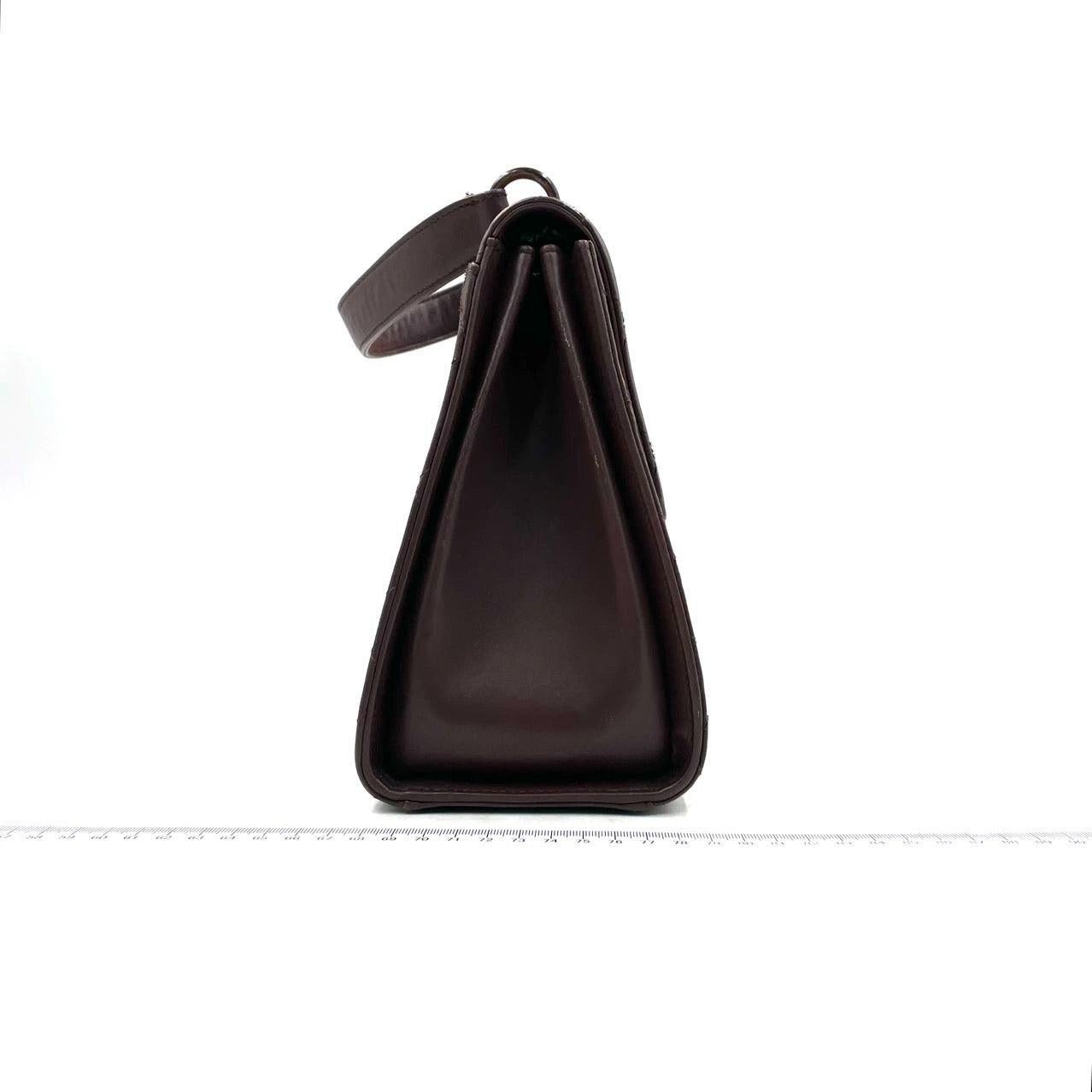 Chanel Vintage Top Handle Kelly Flap Bag Brown Cannage Lambskin Leather, 1997-99 For Sale 3