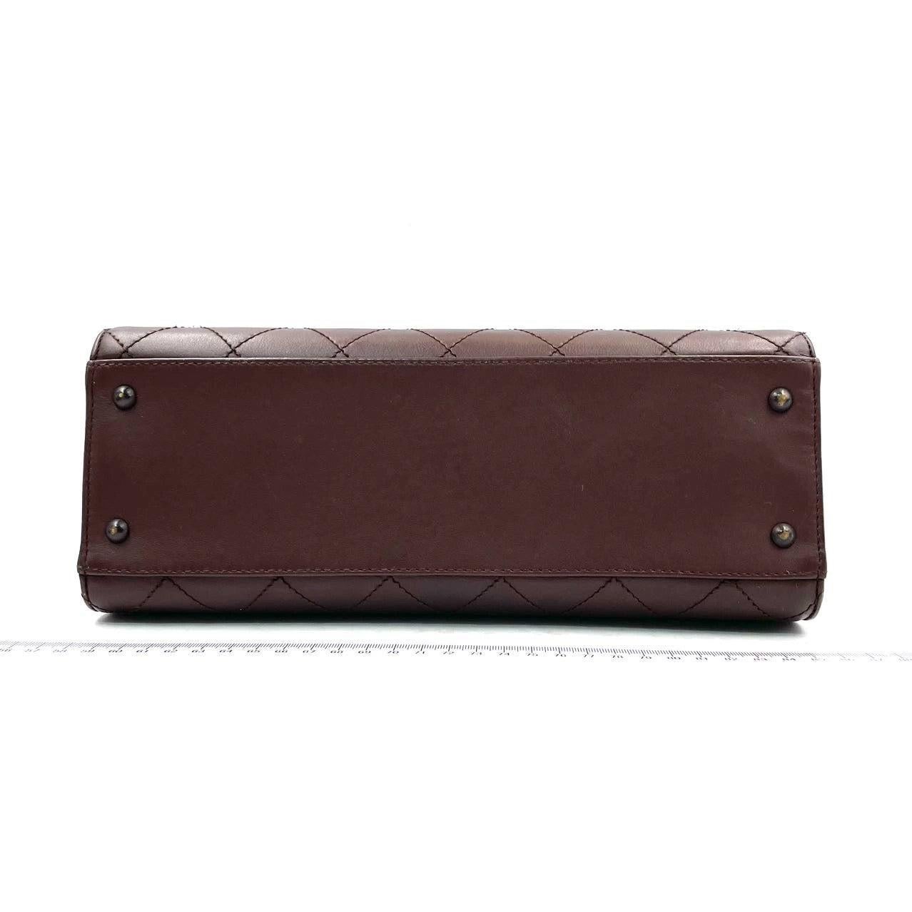 Chanel Vintage Top Handle Kelly Flap Bag Brown Cannage Lambskin Leather, 1997-99 For Sale 4