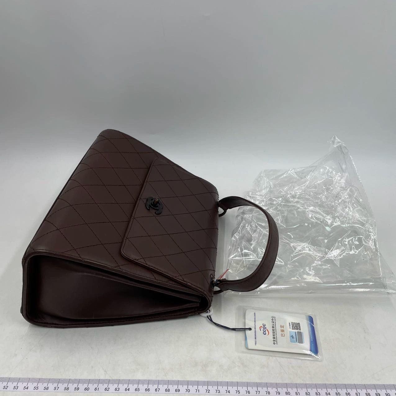 Chanel Vintage Top Handle Kelly Flap Bag Brown Cannage Lambskin Leather, 1997-99 For Sale 5