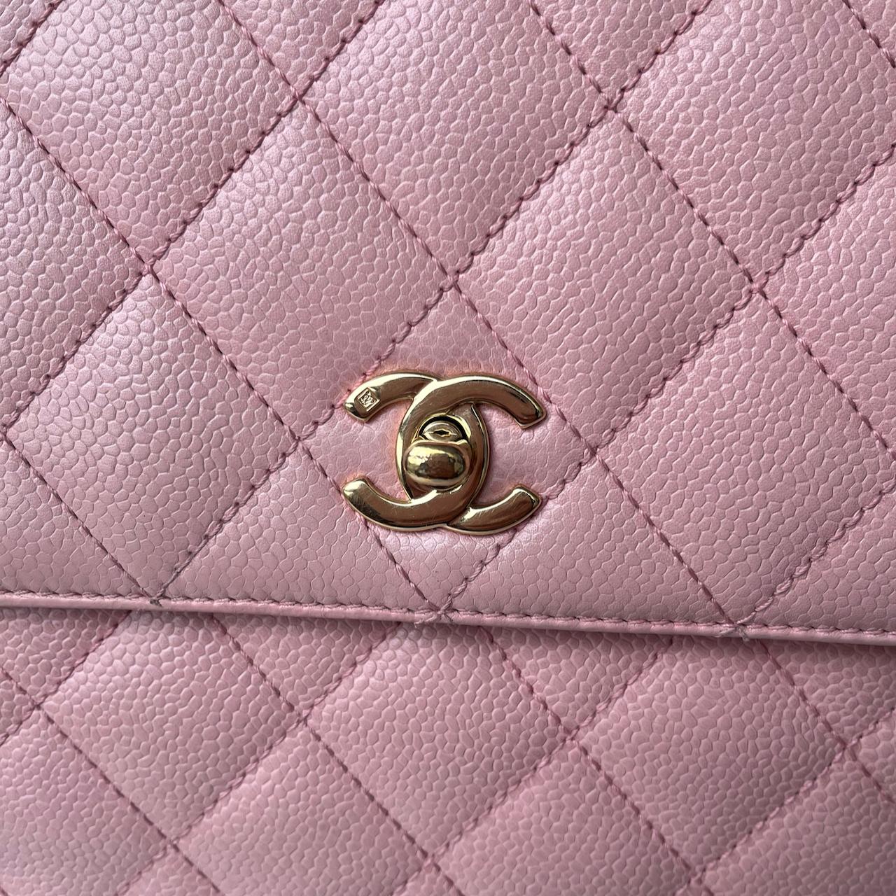 Chanel Vintage Top Handle Kelly Flap Bag Pink Quilted Caviar Leather 24k Gold HW 6