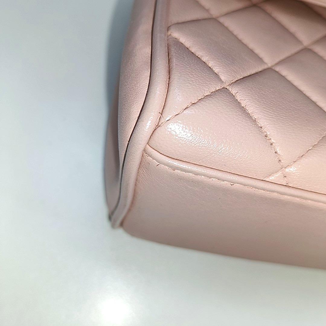 Chanel Vintage Top Handle Trendy CC Kelly Flap Bag Pink Cannage Lambskin Leather 12