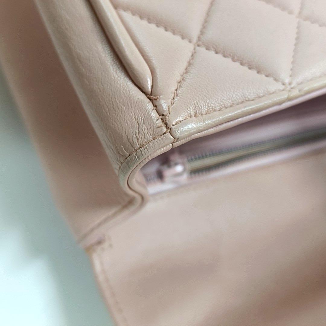 Chanel Vintage Top Handle Trendy CC Kelly Flap Bag Pink Cannage Lambskin Leather 14