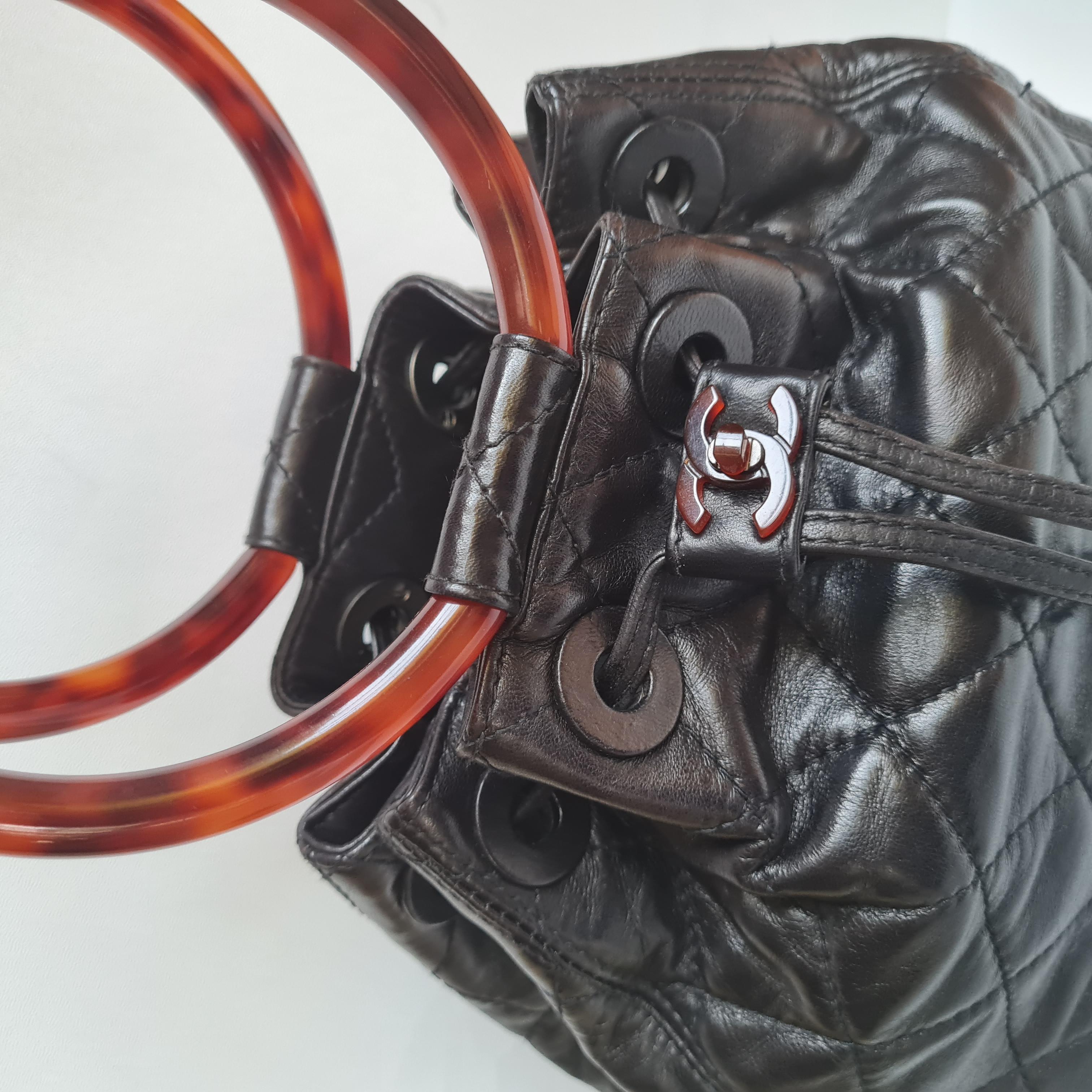 Chanel Vintage Tortoise Shell Handle Bucket Bag 4