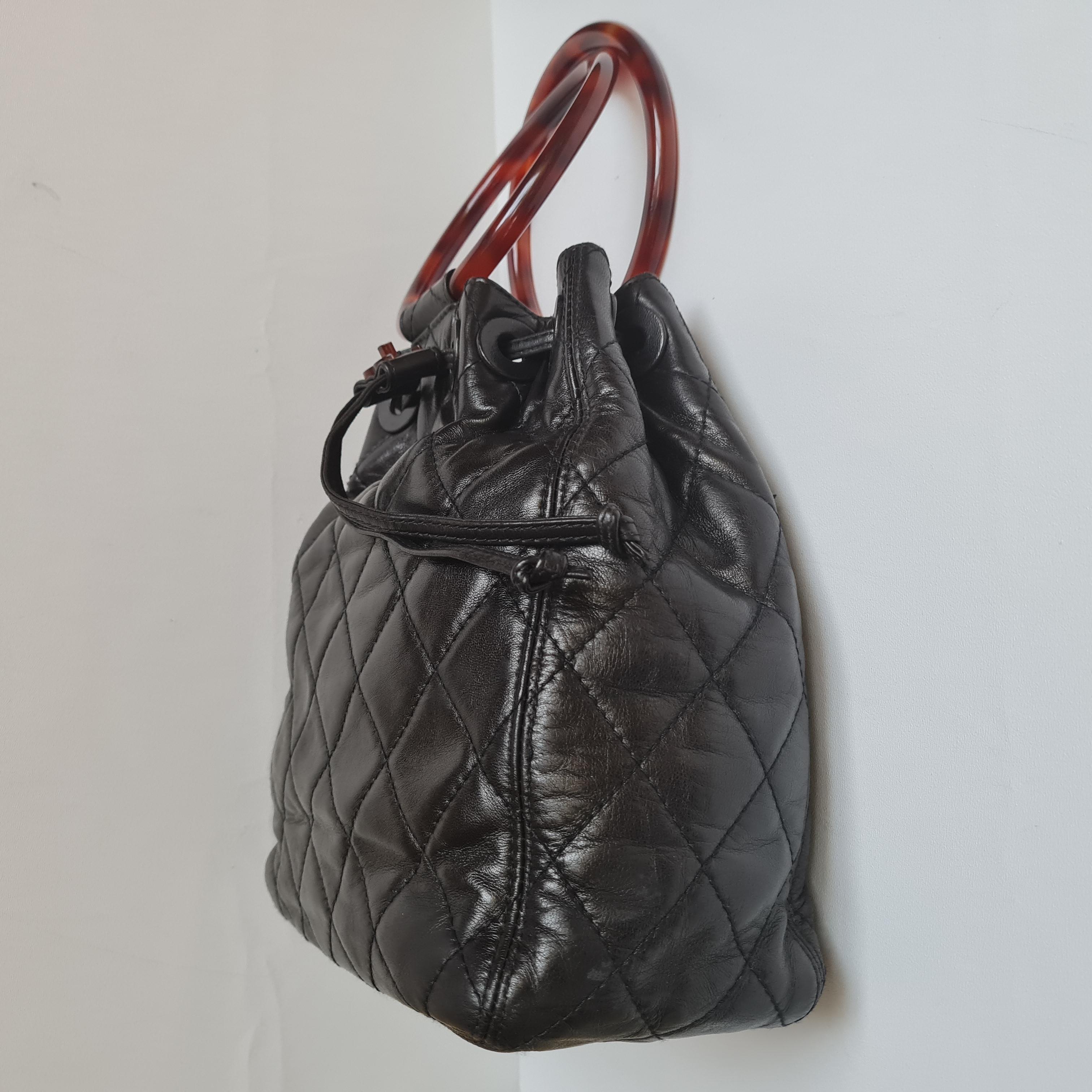 Chanel Vintage Tortoise Shell Handle Bucket Bag 9