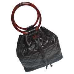 Chanel Vintage Tortoise Shell Handle Bucket Bag