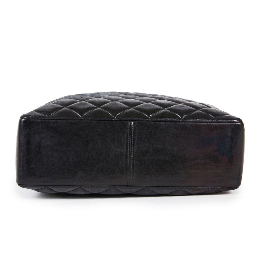 CHANEL Vintage Tote Bag in Black Smooth Quilted Lamb Leather 1
