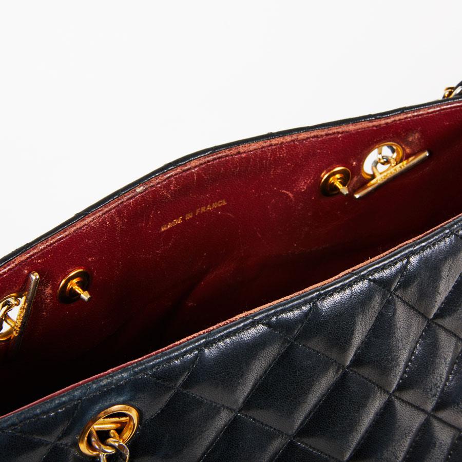 CHANEL Vintage Tote Bag in Black Smooth Quilted Lamb Leather 5