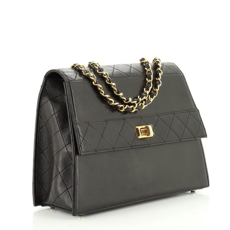 Chanel Vintage Trapezoid CC Flap Bag Leather Medium at 1stDibs