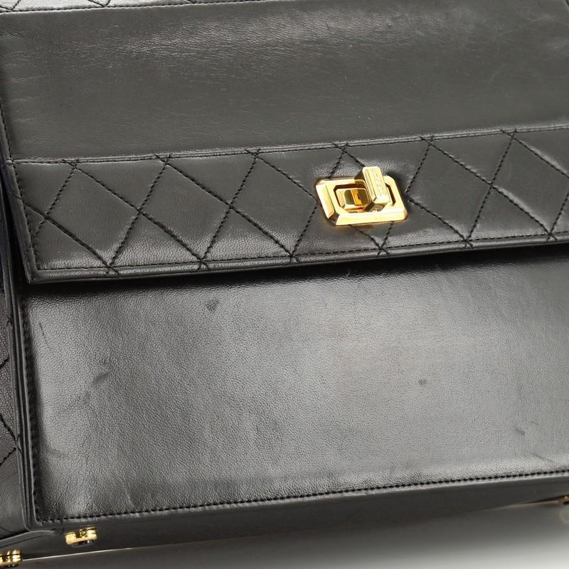 Black Chanel Vintage Trapezoid CC Flap Bag Leather Medium
