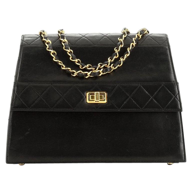 Chanel Vintage Trapezoid CC Flap Bag Leather Medium