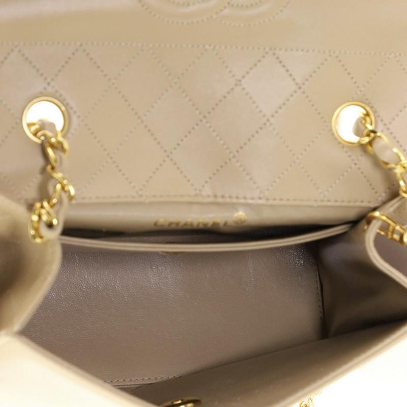 Beige Chanel Vintage Trapezoid CC Flap Bag Leather Small
